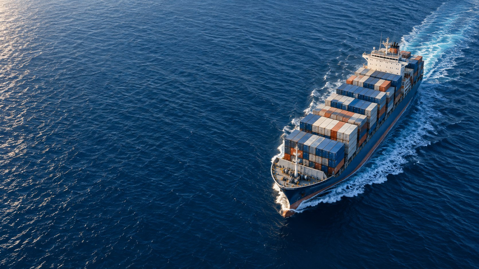 Illustrative container vessel at sea